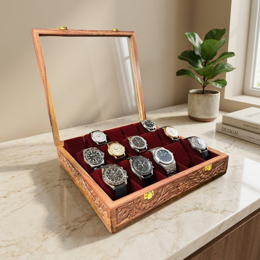 15 Watches – Carving – Glass Top – Hard Pillows
