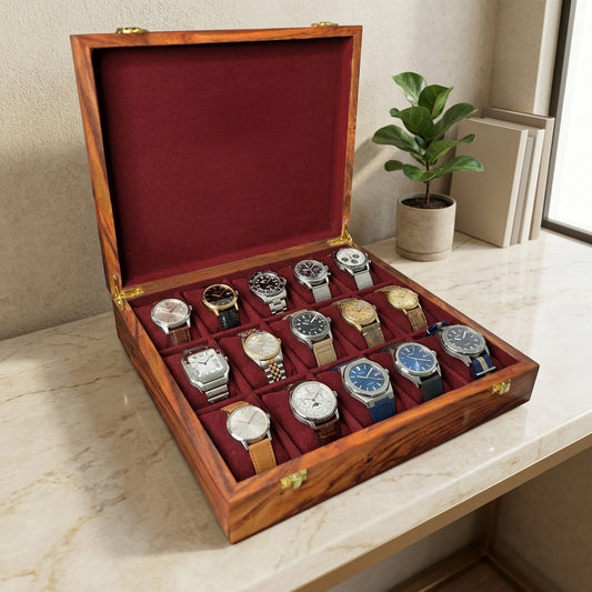 15 Watches – Golden Hinge – Wood Top