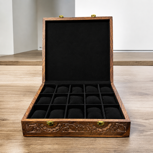15 Watches – Carving – Wood Top – Black