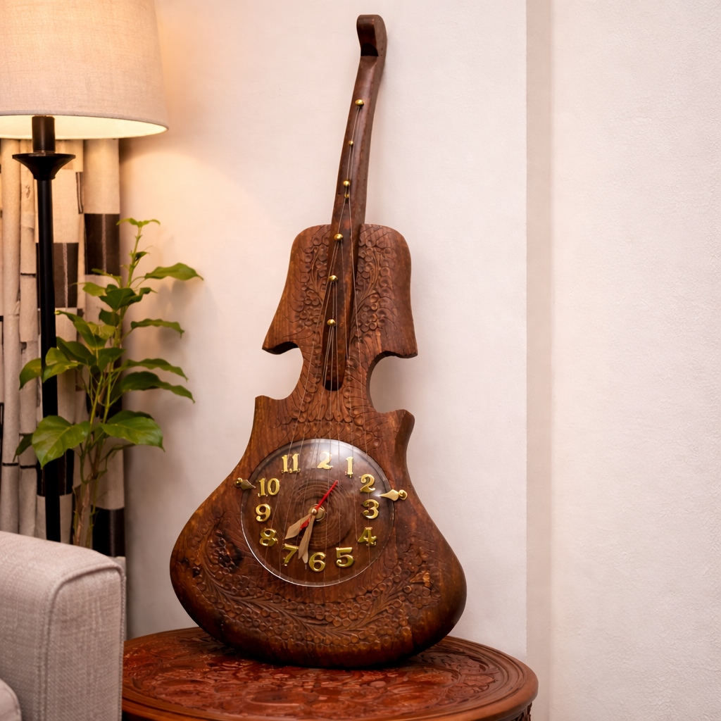 Wooden Guitar Clock