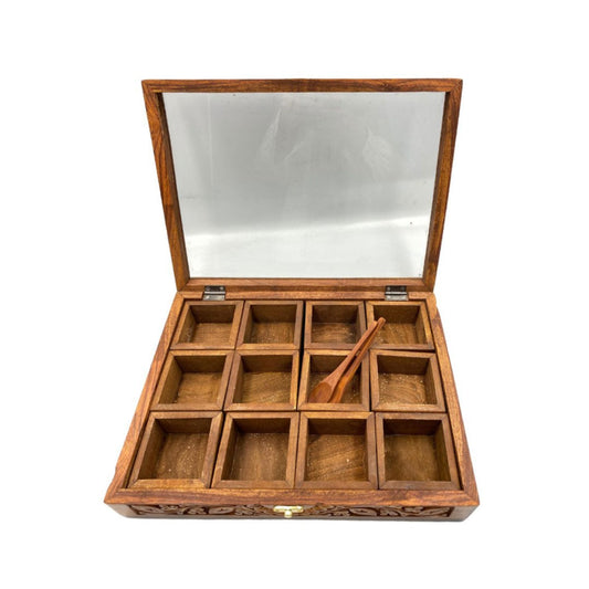 Spice Box – Carving – 12 Moveable Slots