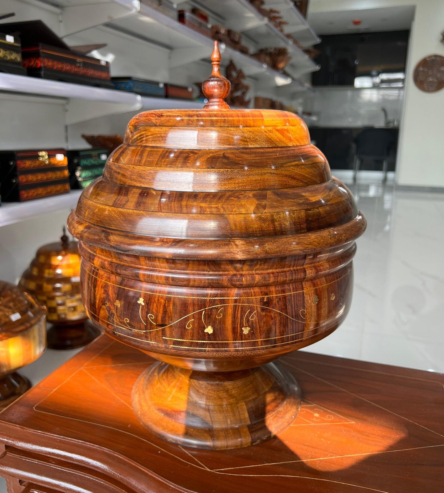 Wooden Hotpot – Brass – Steel Bowl