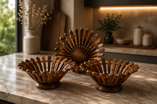 Petal Wooden Fruit Basket Set