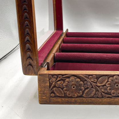 Bangle Box – Carving – Glass Top Maroon