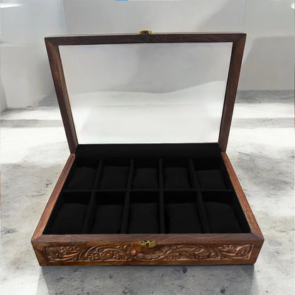 10 Watches – Carving – Glass Top – Black