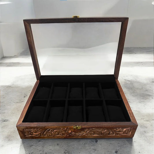 10 Watches – Carving – Glass Top – Black