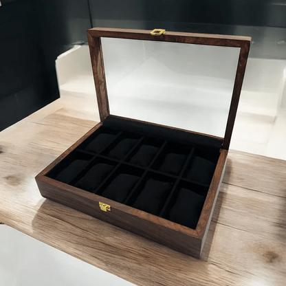 10 Watches – Plain – Glass Top – Black