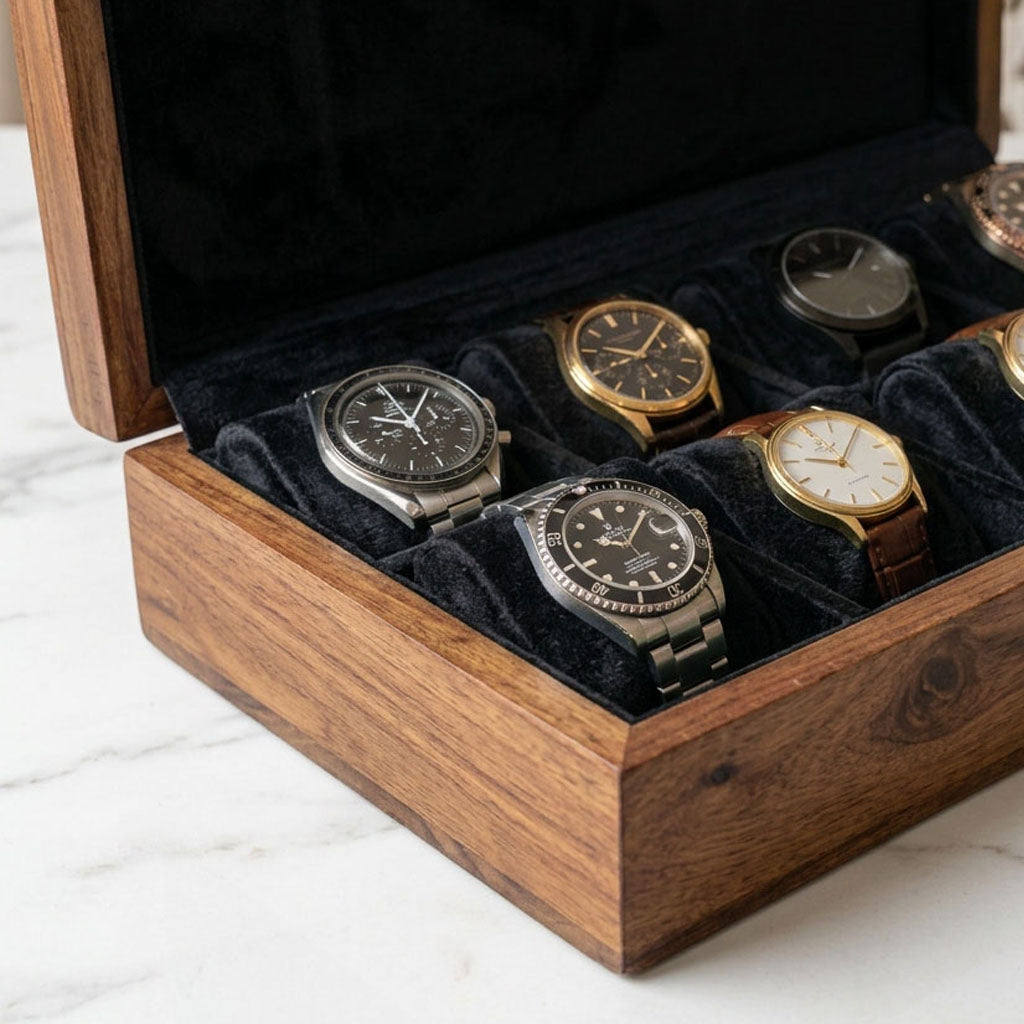 10 Watches – Plain – Wood Top – Black