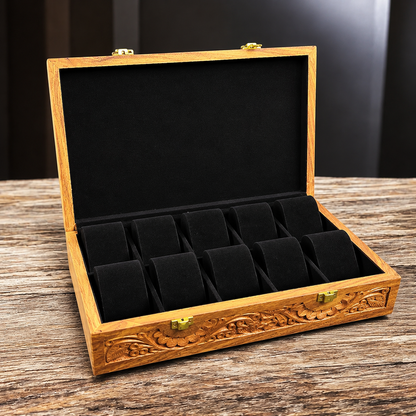 10 Watches – Carving – Wood Top – Hard Pillows Black