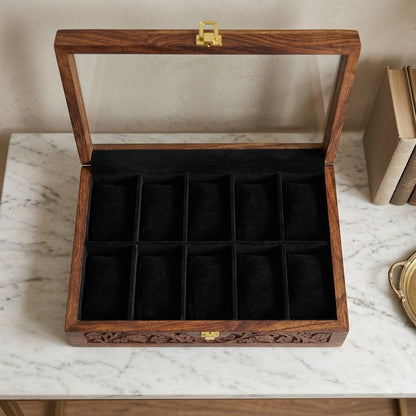 10 Watches – Carving – Glass Top – Black