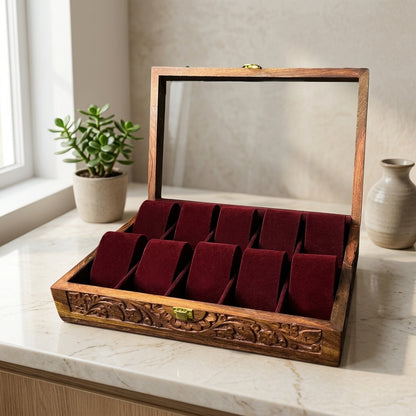 10 Watches – Carving – Glass Top – Hard Pillows