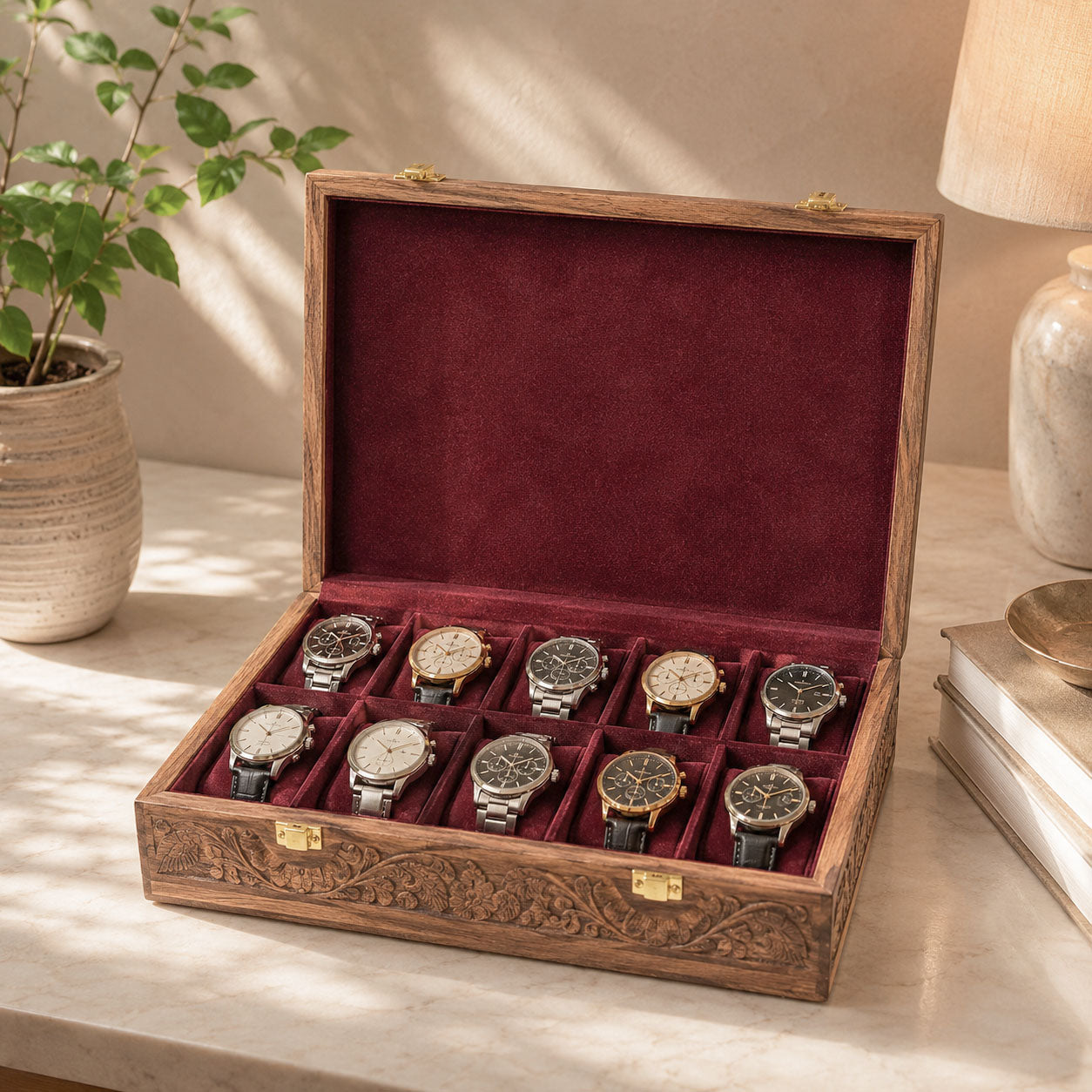 10 Watches – Carving – Wood Top