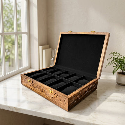 10 Watches – Carving – Wood Top – Black