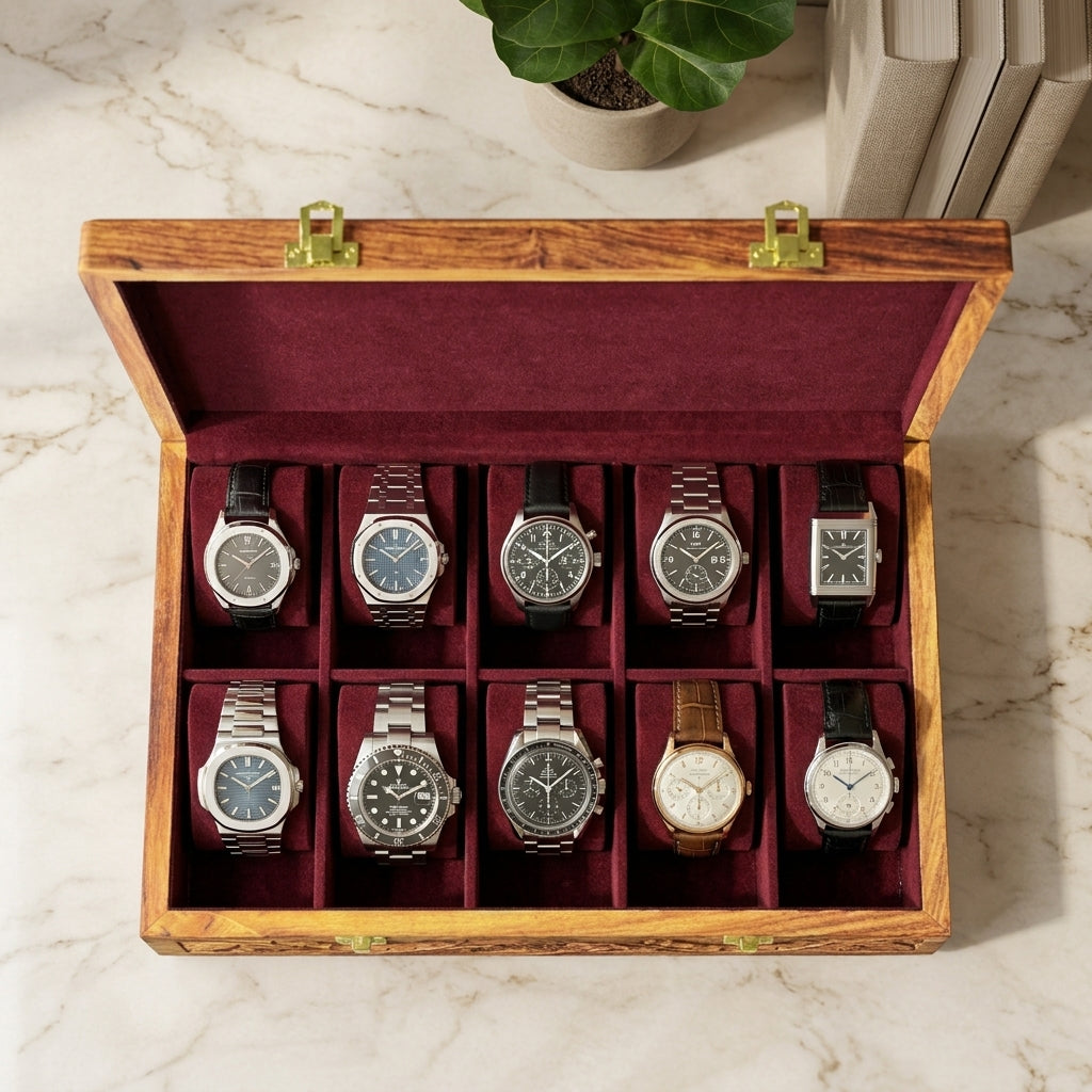 10 Watches – Carving – Wood Top – Hard Pillows