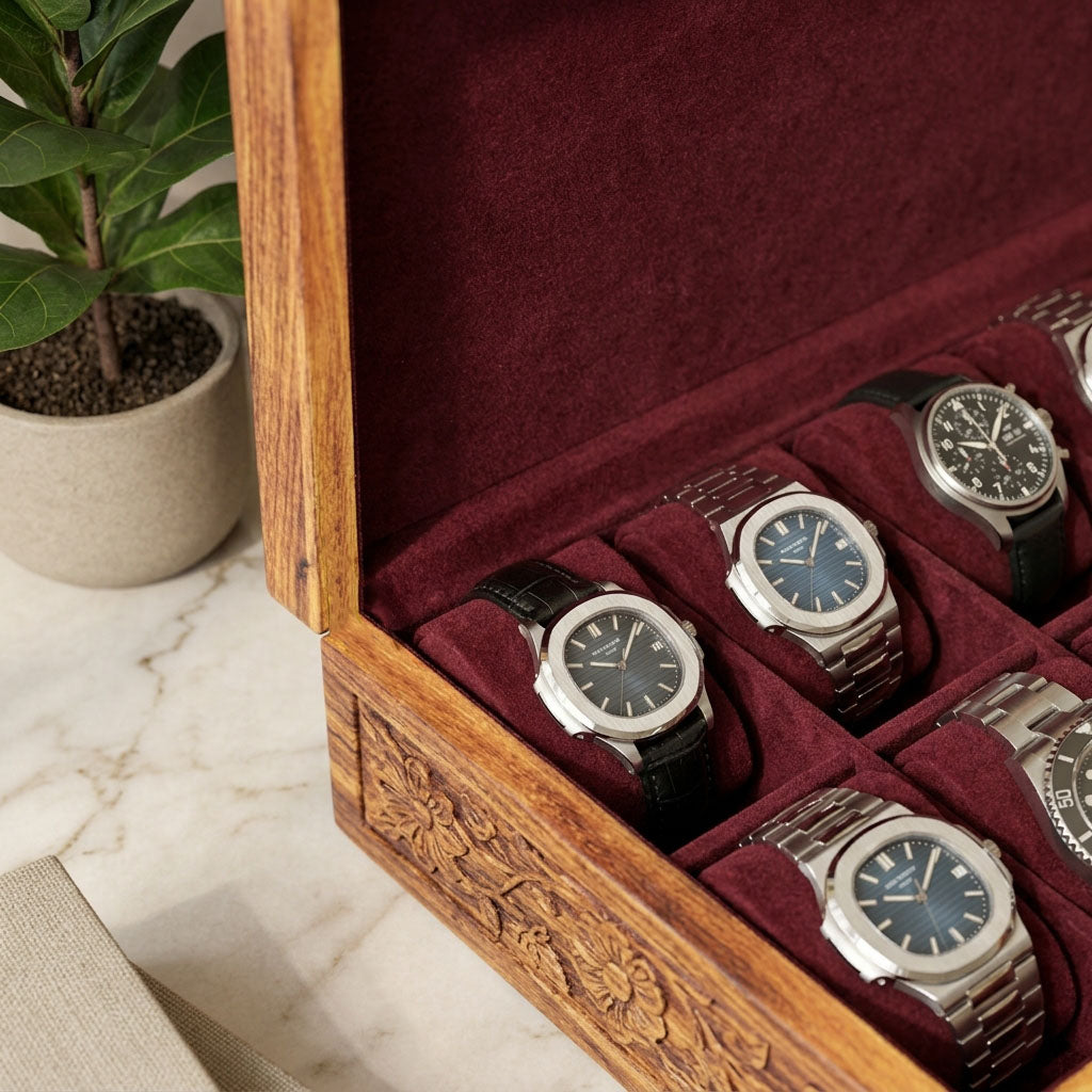 10 Watches – Carving – Wood Top – Hard Pillows