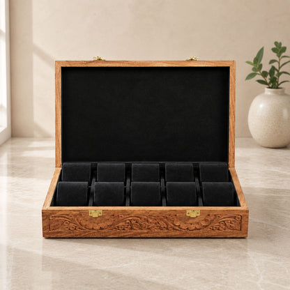 10 Watches – Carving – Wood Top – Hard Pillows Black