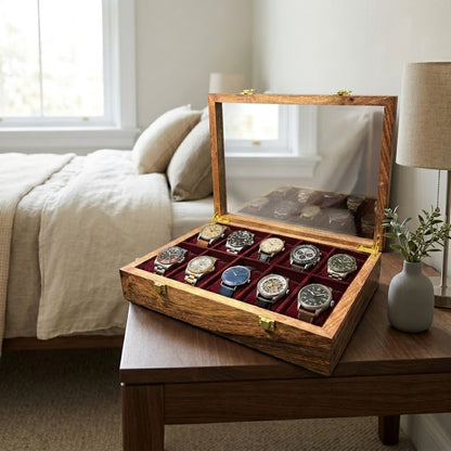 10 Watches – Golden Hinge – Glass Top