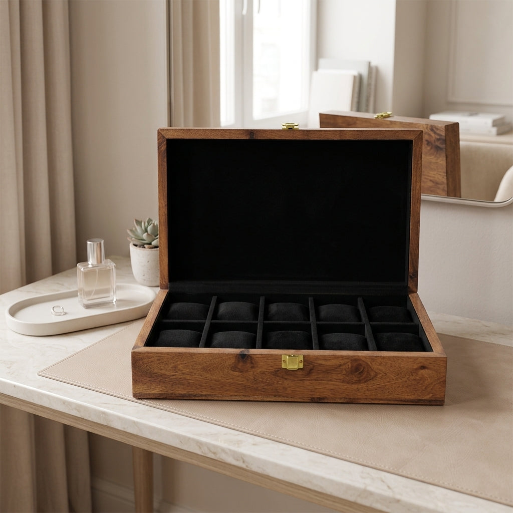 10 Watches – Plain – Wood Top – Black