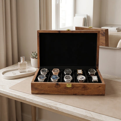 10 Watches – Plain – Wood Top – Black