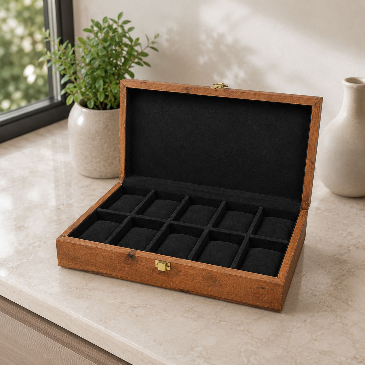 10 Watches – Plain – Wood Top – Black