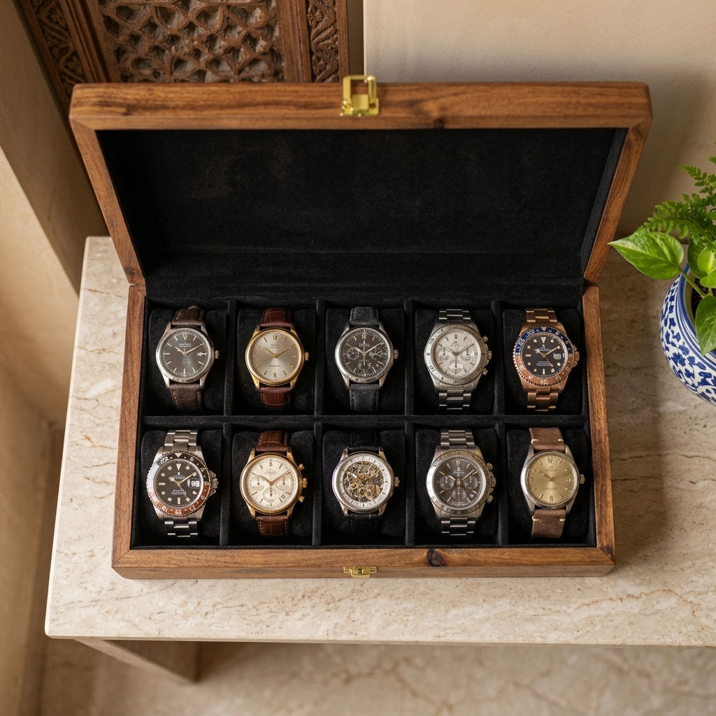 10 Watches – Plain – Wood Top – Black