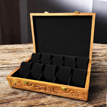 10 Watches – Carving – Wood Top – Hard Pillows Black