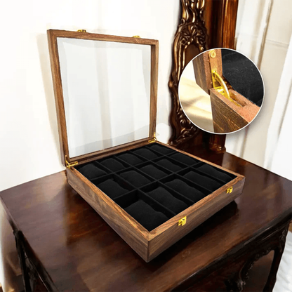 15 Watches – Golden Hinge – Glass Top - Black