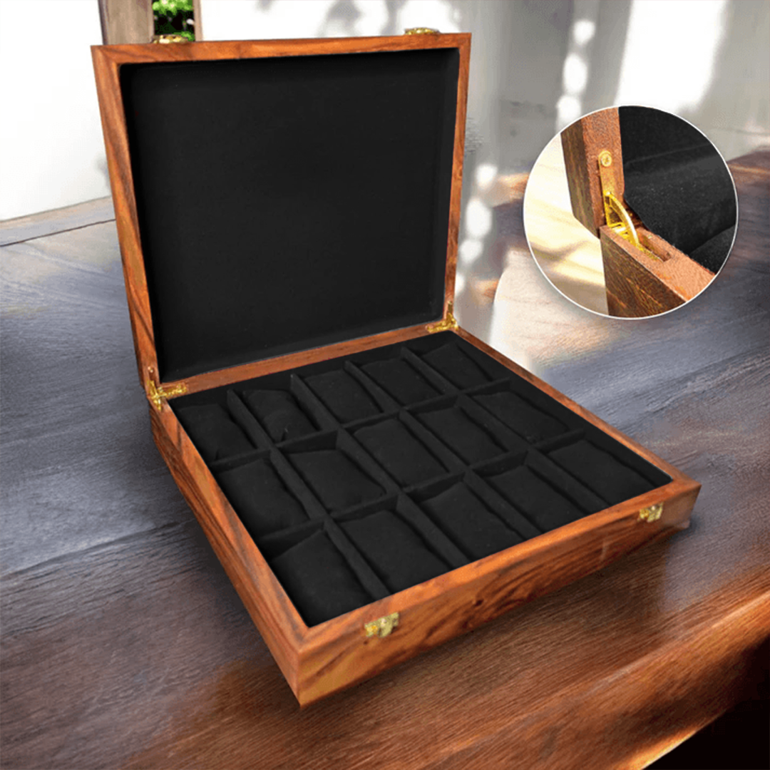 15 Watches – Golden Hinge – Wood Top - Black