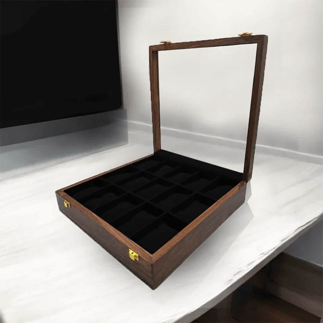 15 Watches – Plain – Glass Top – Black