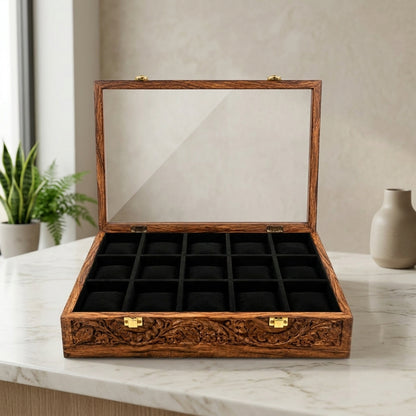 15 Watches – Carving – Glass Top – Black