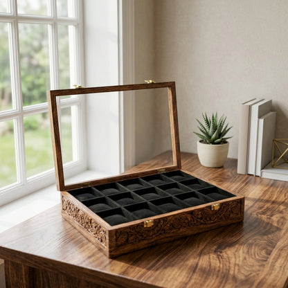 15 Watches – Carving – Glass Top – Black