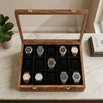 15 Watches – Carving – Glass Top – Black