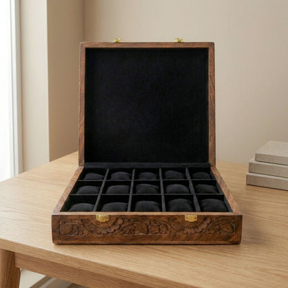 15 Watches – Carving – Wood Top – Black