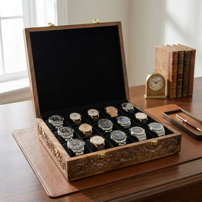15 Watches – Carving – Wood Top – Black