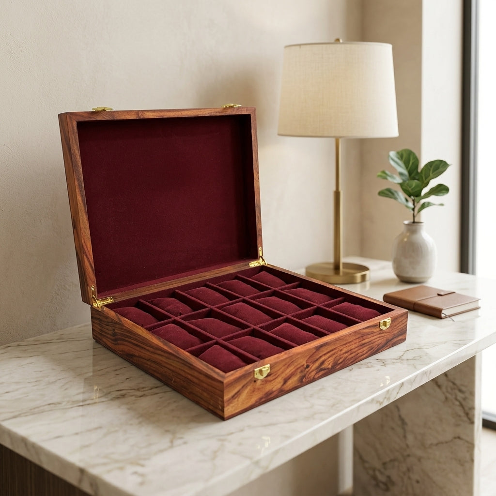 15 Watches – Golden Hinge – Wood Top