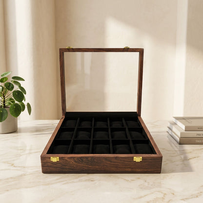 15 Watches – Plain – Glass Top – Black