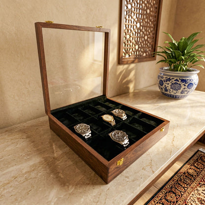 15 Watches – Plain – Glass Top – Black