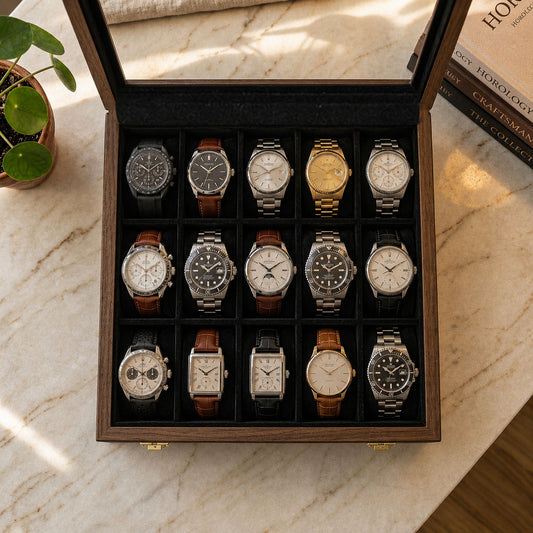 15 Watches – Plain – Glass Top – Black