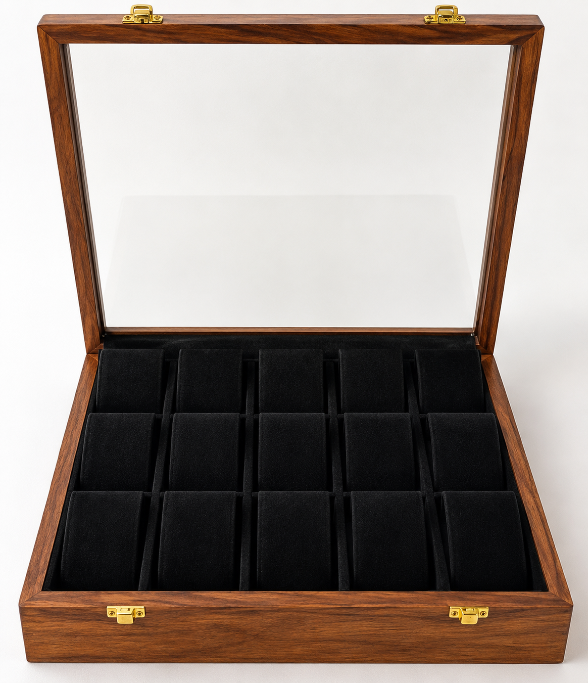 15 Watches – Plain – Glass Top – Black