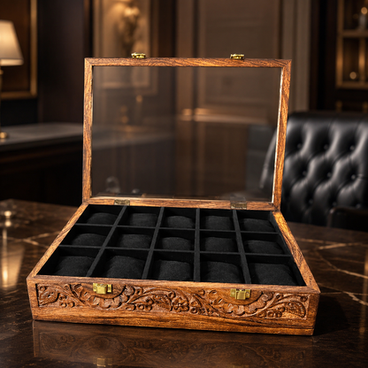 15 Watches – Carving – Glass Top – Black