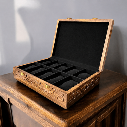 10 Watches – Carving – Wood Top – Black