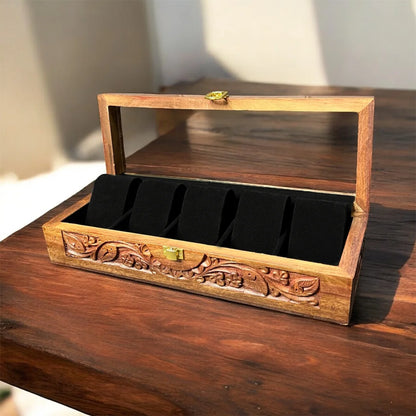 5 Watches – Carving – Glass Top – Black – Hard Pillows