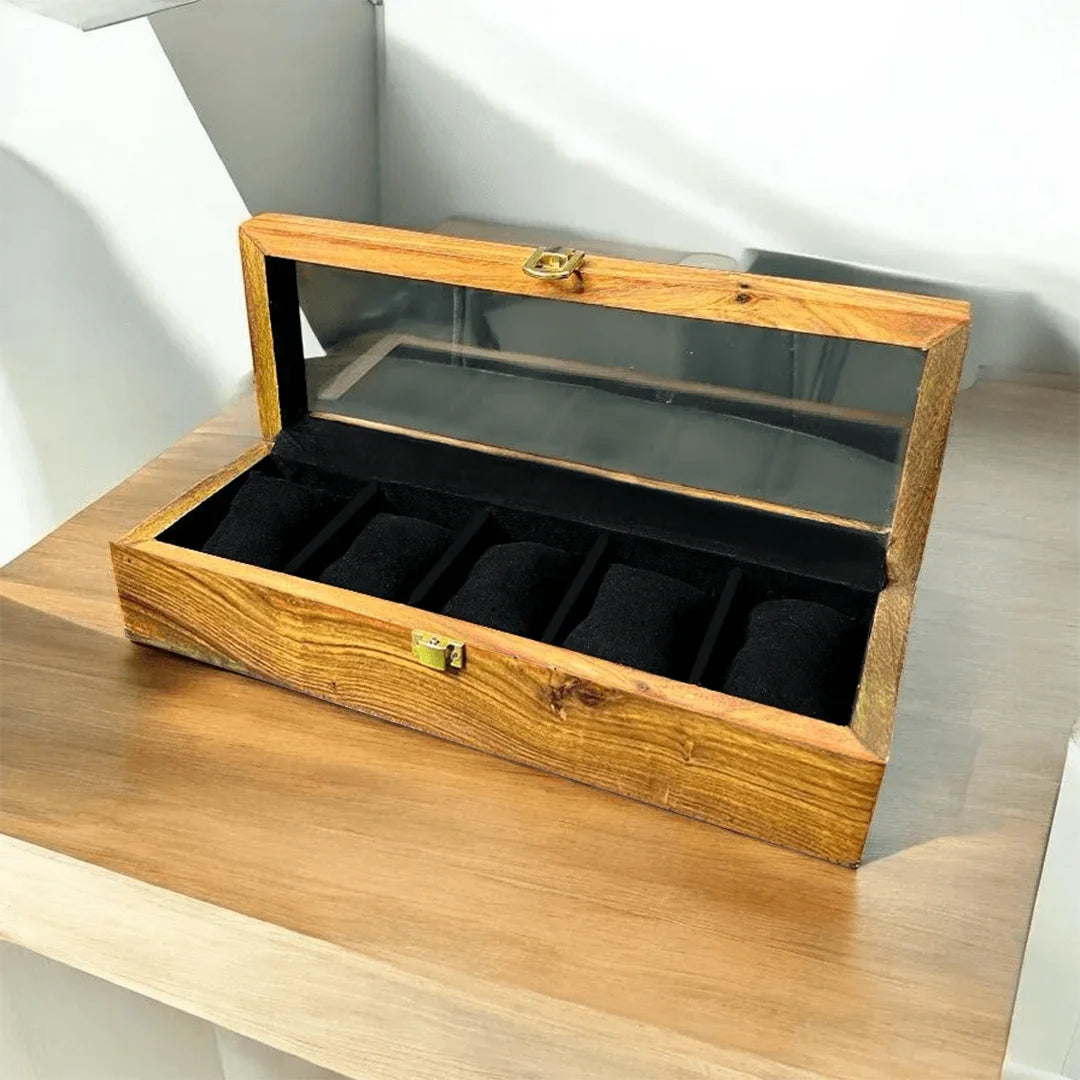 5 Watches – Plain – Glass Top – Black