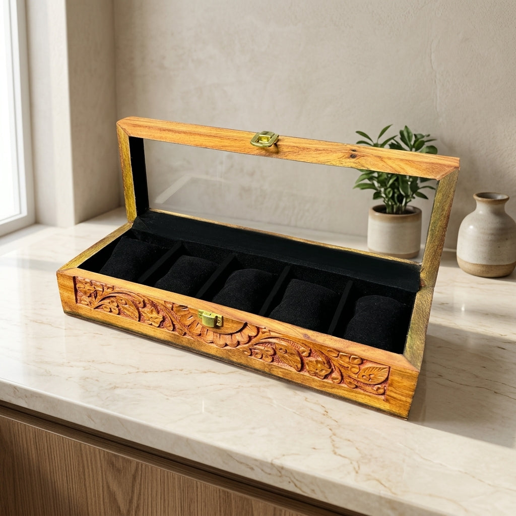 5 Watches – Carving – Glass Top – Black