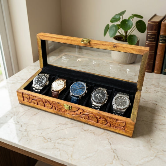 5 Watches – Carving – Glass Top – Black