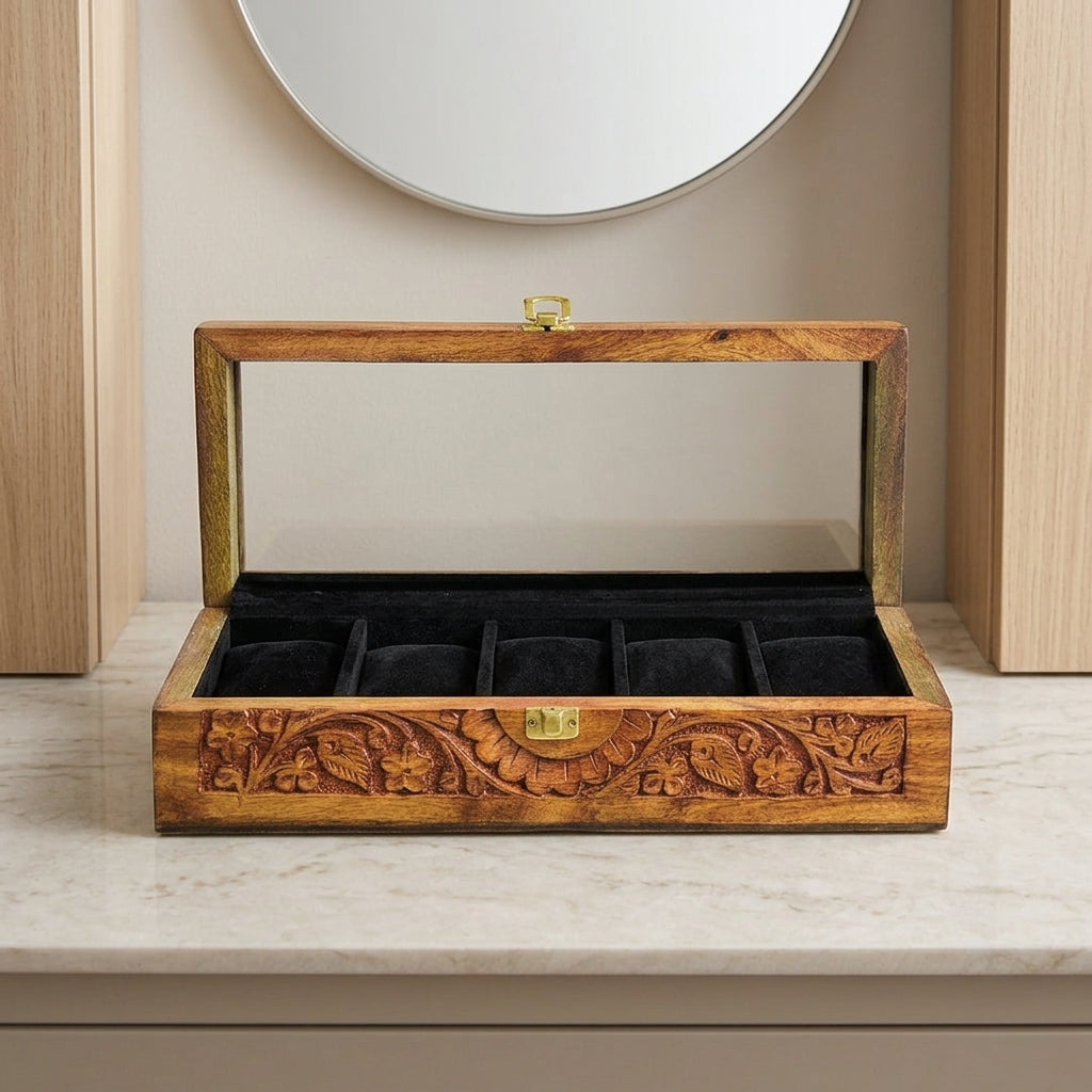 5 Watches – Carving – Glass Top – Black