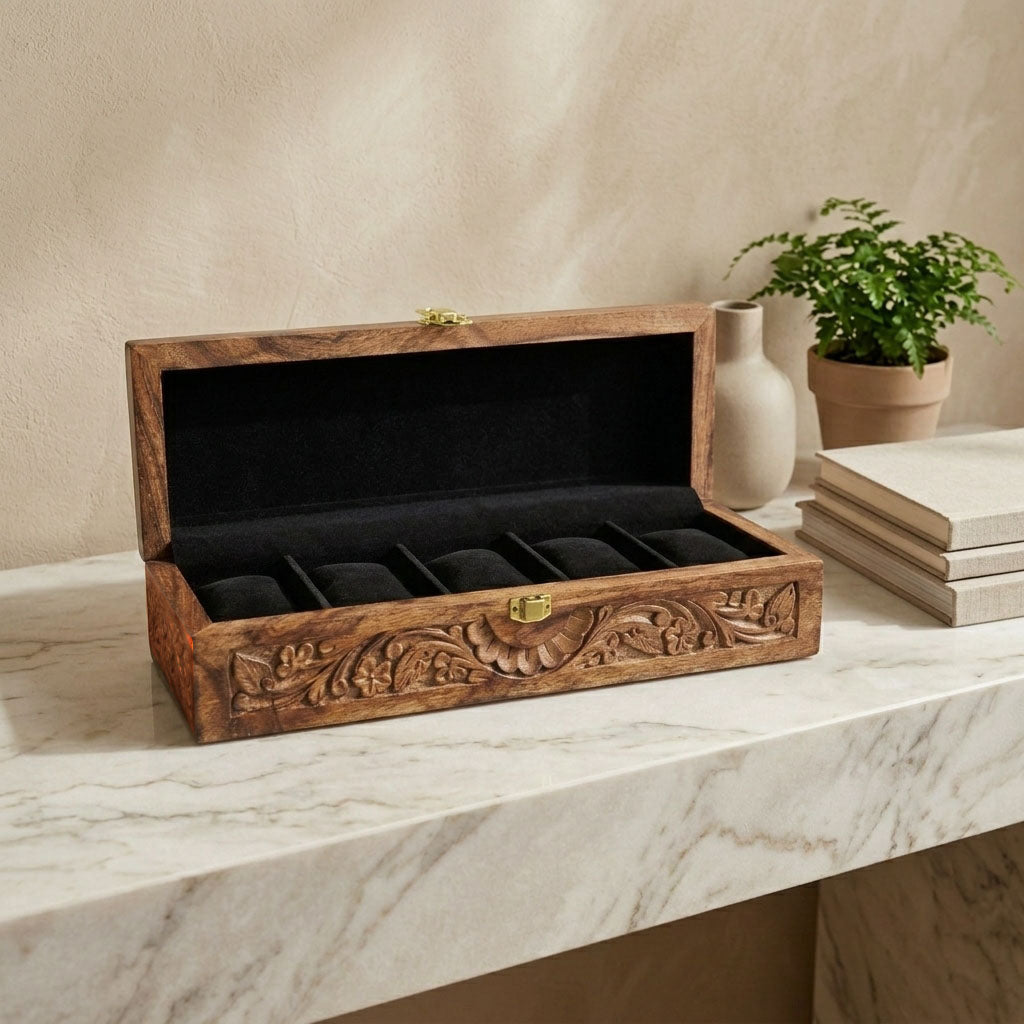5 Watches – Carving – Wood Top –  Black