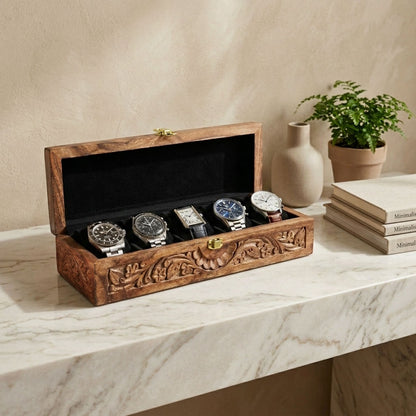 5 Watches – Carving – Wood Top –  Black