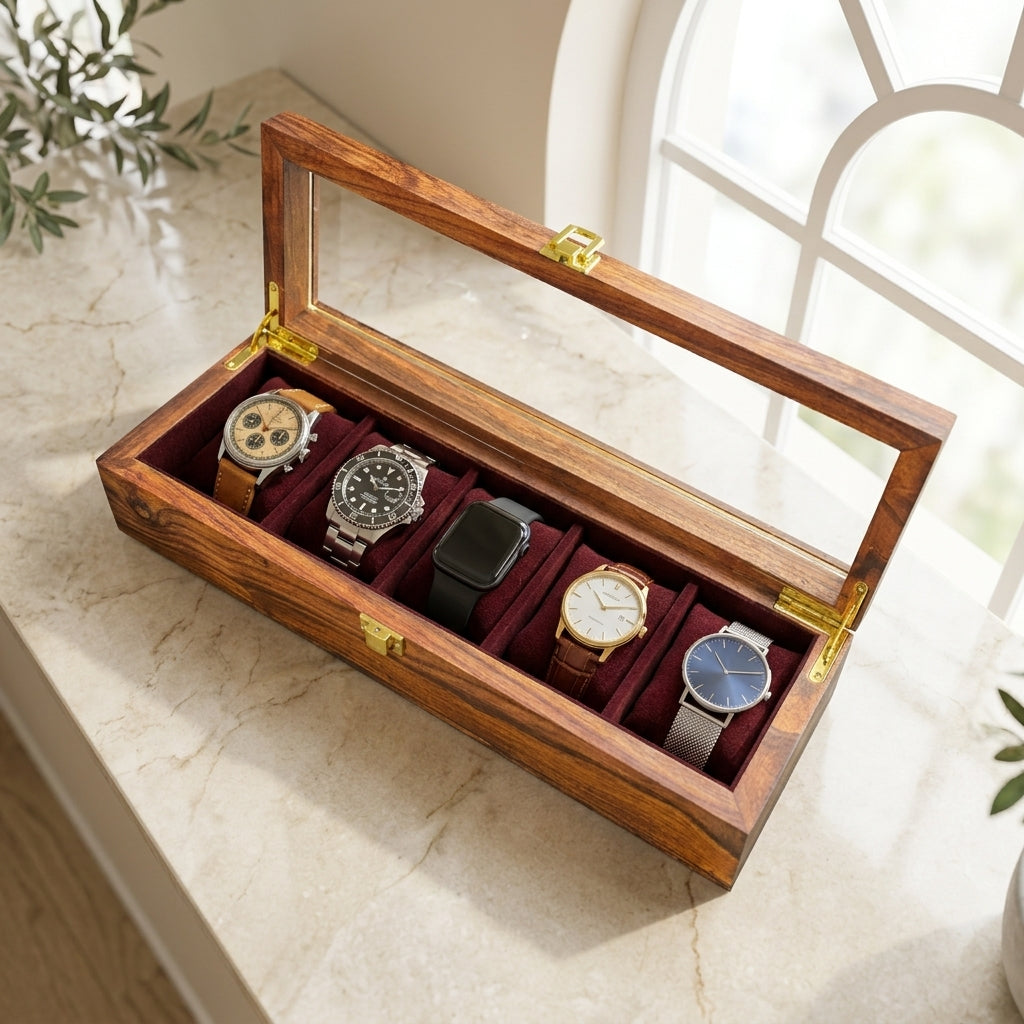 5 Watches – Golden Hinge – Glass Top