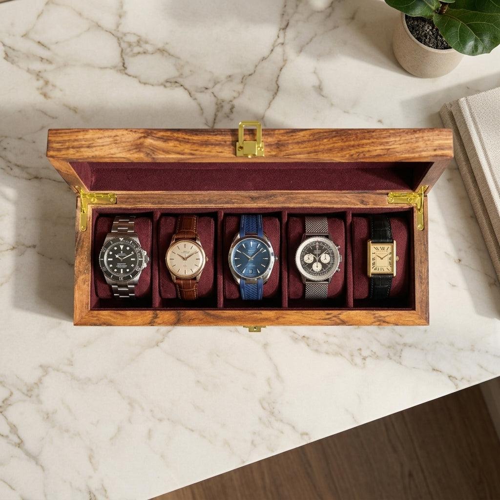 5 Watches – Golden Hinge – Wood Top